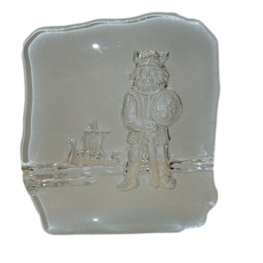 Unbranded Clear Glass Frosted Glass Viking Paper Holder 1" x 5" x 5"